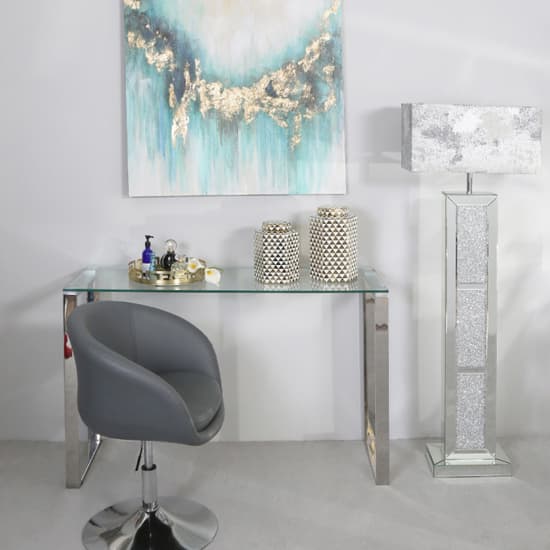 Macon Marble Grey Shade Floor Lamp With Mirrored Pillar Base_4