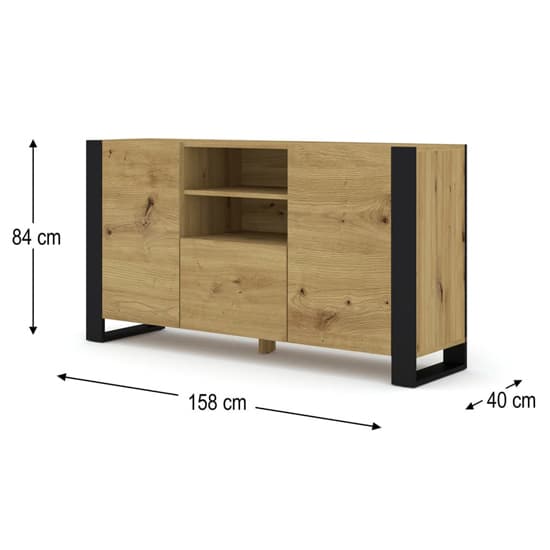Macon Wooden Sideboard With 3 Doors In Artisan Oak_4