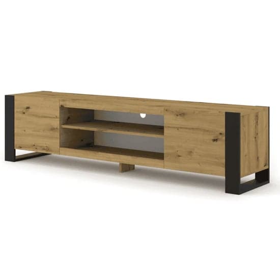 Macon Wooden TV Stand With 2 Doors Large In Artisan Oak_2