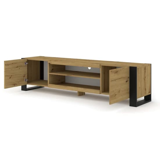 Macon Wooden TV Stand With 2 Doors Large In Artisan Oak_3