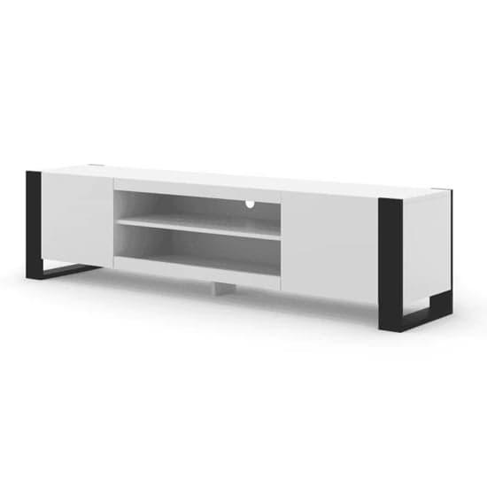 Macon Wooden TV Stand With 2 Doors Large In White_2