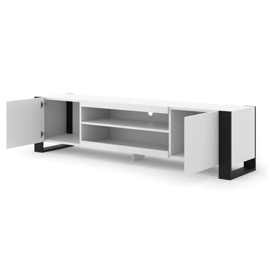 Macon Wooden TV Stand With 2 Doors Large In White_3