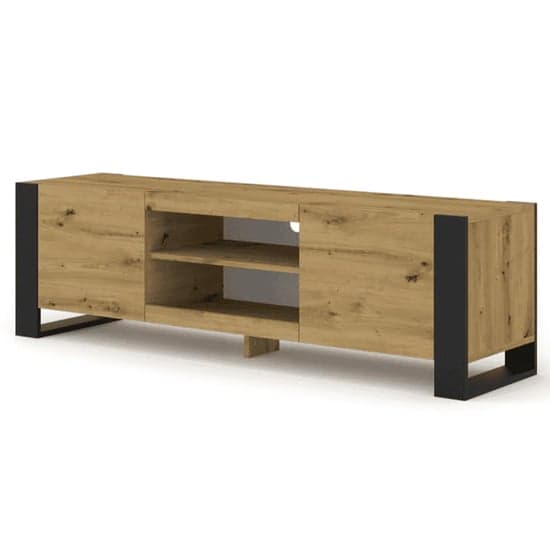 Macon Wooden TV Stand With 2 Doors Small In Artisan Oak_2