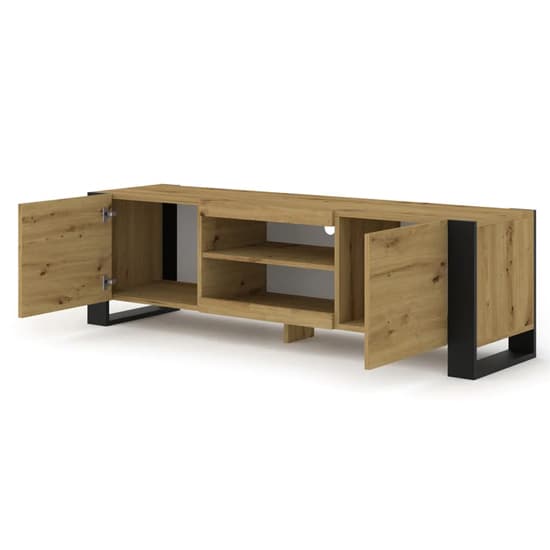 Macon Wooden TV Stand With 2 Doors Small In Artisan Oak_3