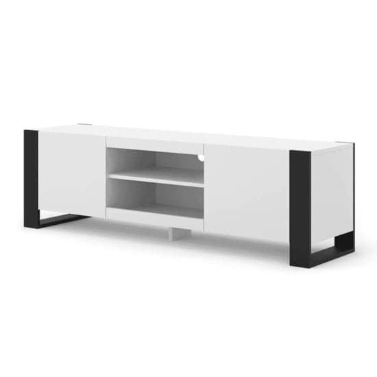 Macon Wooden TV Stand With 2 Doors Small In White_2