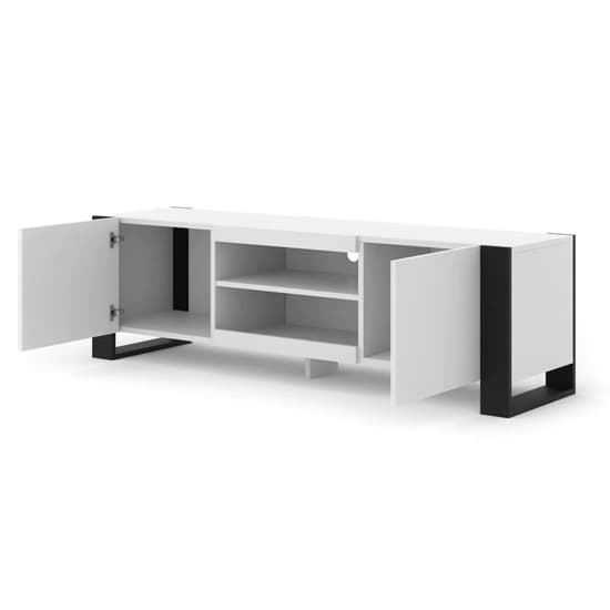 Macon Wooden TV Stand With 2 Doors Small In White_3