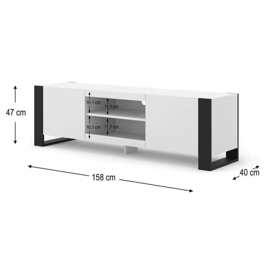 Macon Wooden TV Stand With 2 Doors Small In White_4