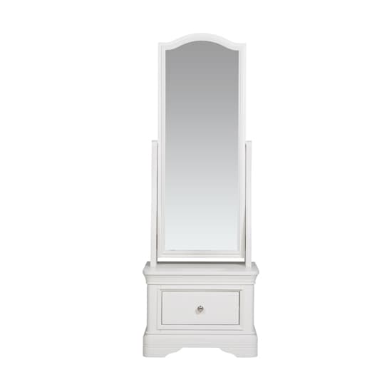 Macon Wooden Cheval Mirror With 1 Drawers In White_3