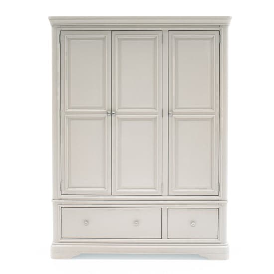 Macon Wooden Wardrobe With 3 Doors 2 Drawers In Taupe_2