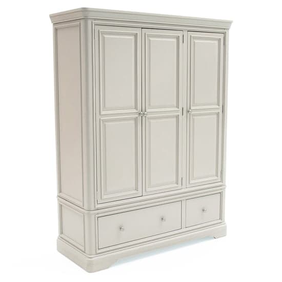 Macon Wooden Wardrobe With 3 Doors 2 Drawers In Taupe_1