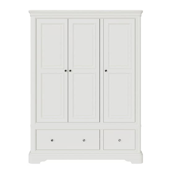 Macon Wooden Wardrobe With 3 Doors 2 Drawers In White_2