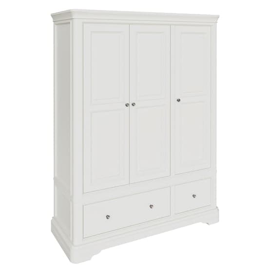 Macon Wooden Wardrobe With 3 Doors 2 Drawers In White_1