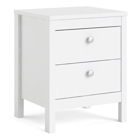 Macron Wooden Bedside Cabinet In White With 2 Drawers_2