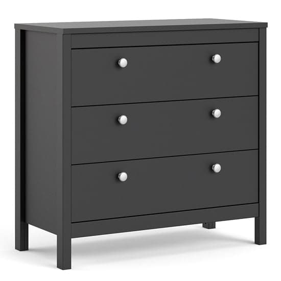 Macron Wooden Chest Of Drawers In Matt Black With 3 Drawers_2