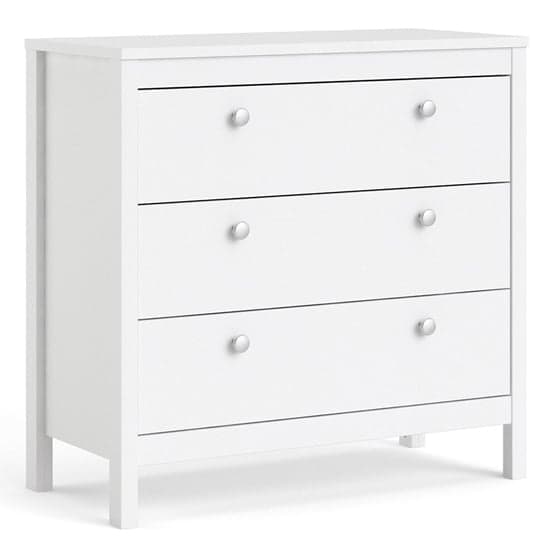 Macron Wooden Chest Of Drawers In White With 3 Drawers_2