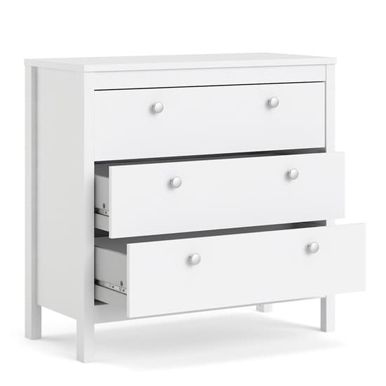 Macron Wooden Chest Of Drawers In White With 3 Drawers_3