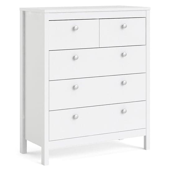 Macron Wooden Chest Of Drawers In White With 5 Drawers_2