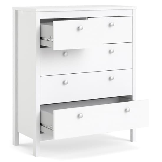 Macron Wooden Chest Of Drawers In White With 5 Drawers_3