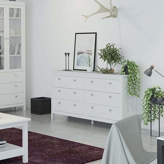 Macron Wooden Chest Of Drawers In White With 8 Drawers_4