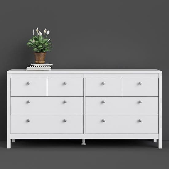 Macron Wooden Chest Of Drawers In White With 8 Drawers_1
