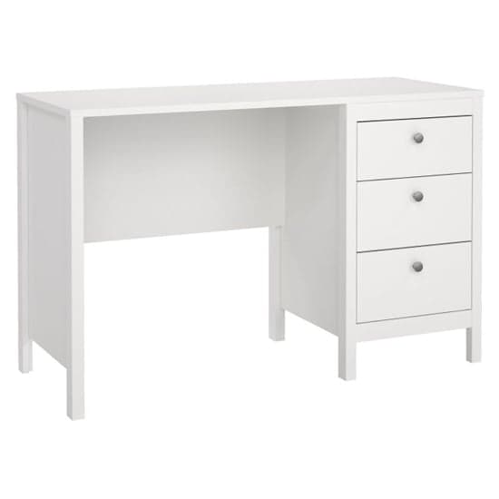 Macron Wooden Computer Desk With 3 Drawers In White_2