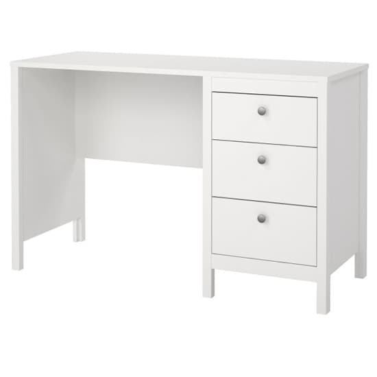 Macron Wooden Computer Desk With 3 Drawers In White_3