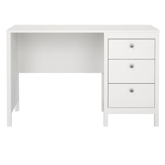 Macron Wooden Computer Desk With 3 Drawers In White_4
