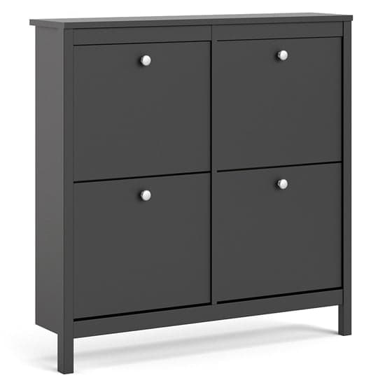 Macron Wooden Shoe Cabinet In Matt Black With 4 Compartments_2