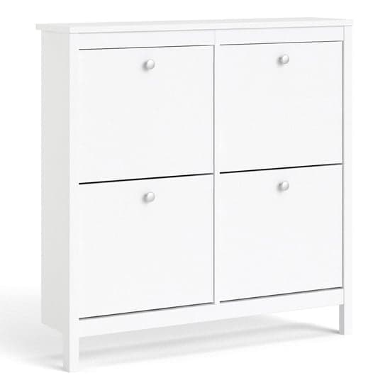 Macron Wooden Shoe Cabinet In White With 4 Compartments_2