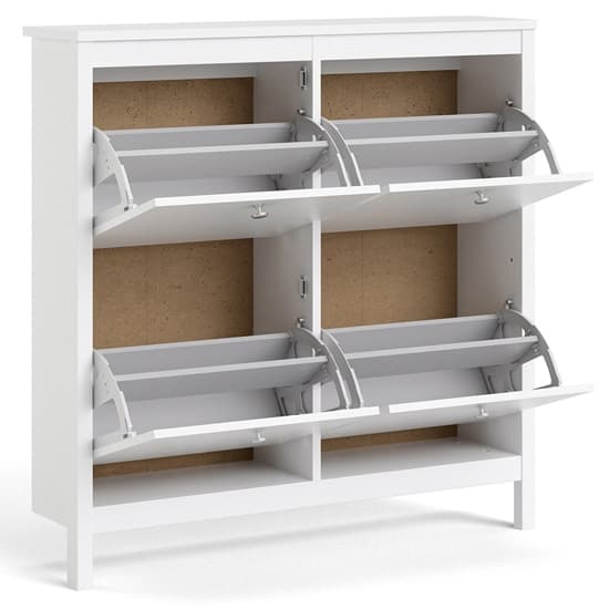 Macron Wooden Shoe Cabinet In White With 4 Compartments_3