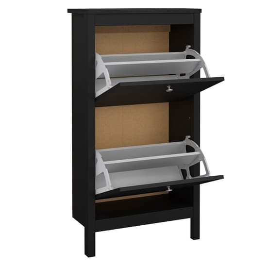 Macron Wooden Shoe Storage Cabinet With 2 Flap Doors In Black_5