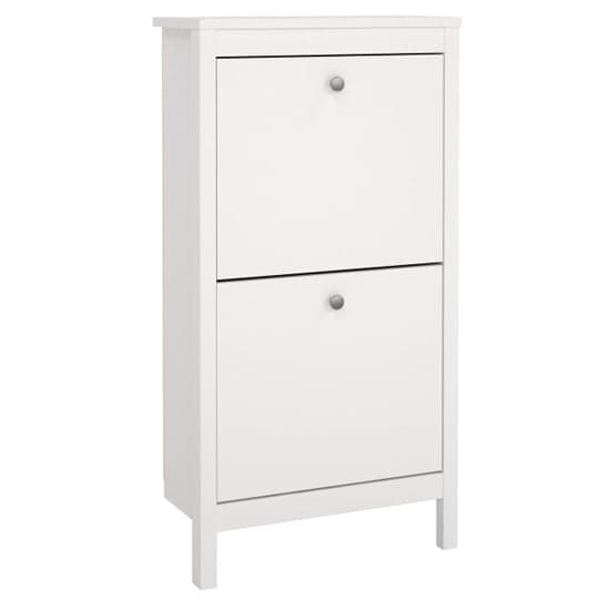 Macron Wooden Shoe Storage Cabinet With 2 Flap Doors In White_2