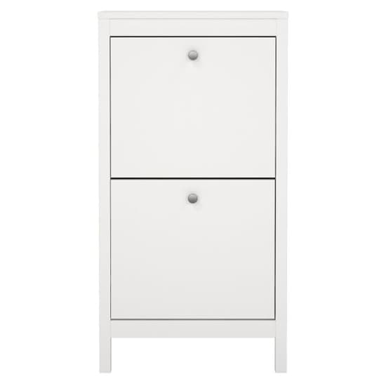 Macron Wooden Shoe Storage Cabinet With 2 Flap Doors In White_3