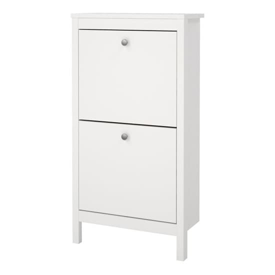 Macron Wooden Shoe Storage Cabinet With 2 Flap Doors In White_4