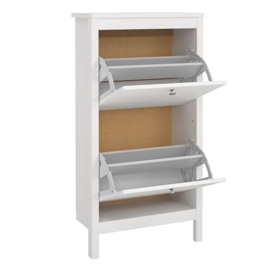 Macron Wooden Shoe Storage Cabinet With 2 Flap Doors In White_5