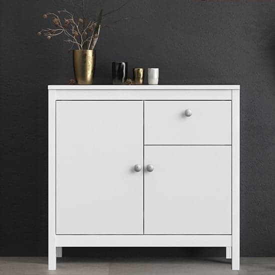 Macron Wooden Sideboard In White With 2 Doors And 1 Drawer_1