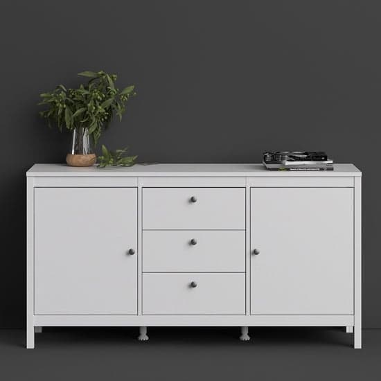 Macron Wooden Sideboard In White With 2 Doors And 3 Drawers_1
