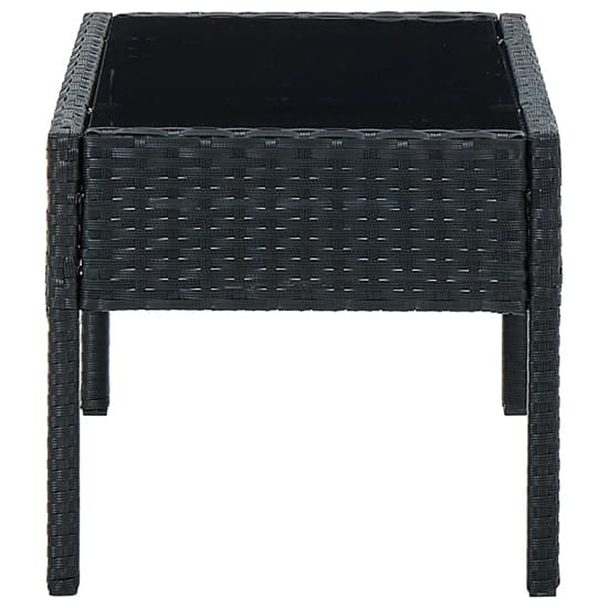 Macy Rattan Garden Coffee Table Large In Black With Glass Top