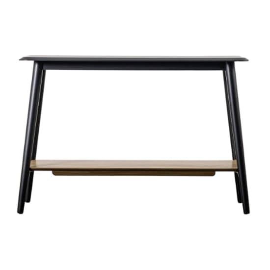 Maddux Rectangular Wooden Console Table With Shelf In Black_2