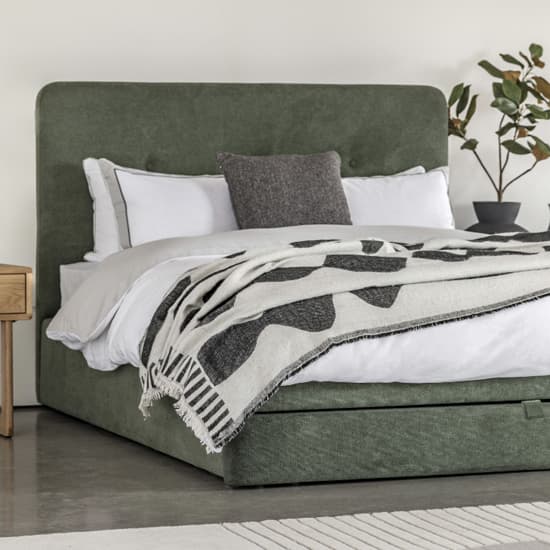 Madera Fabric Double Bed With Storage In Green_2