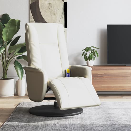 Madera Faux Leather Recliner Chair With Footrest In Cream_1