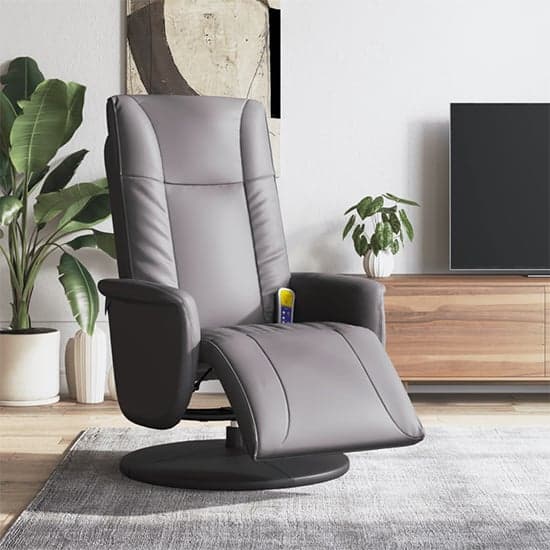 Madera Faux Leather Recliner Chair With Footrest In Grey_1