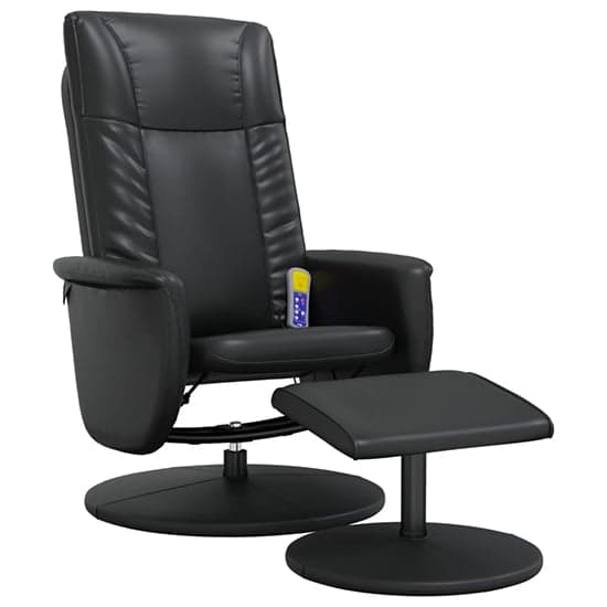 Madera Faux Leather Recliner Chair With Footstool In Black_2