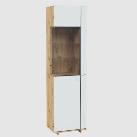 Madera Wooden Display Cabinet 1 Door In Artisan Oak With LED_1