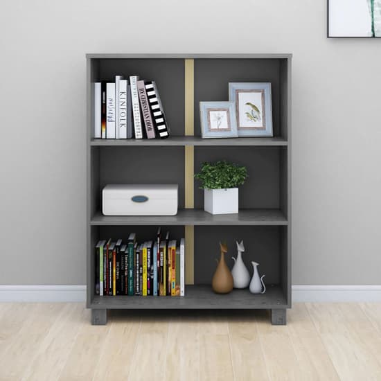 Madesh Wooden Bookcase With 3 Shelves In Dark Grey_2