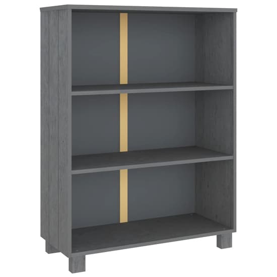 Madesh Wooden Bookcase With 3 Shelves In Dark Grey_3