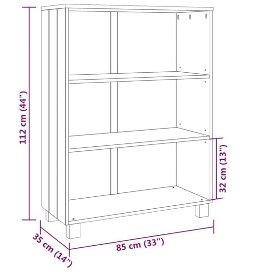 Madesh Wooden Bookcase With 3 Shelves In Dark Grey_5