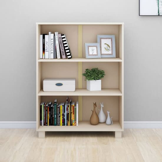 Madesh Wooden Bookcase With 3 Shelves In Honey Brown_2