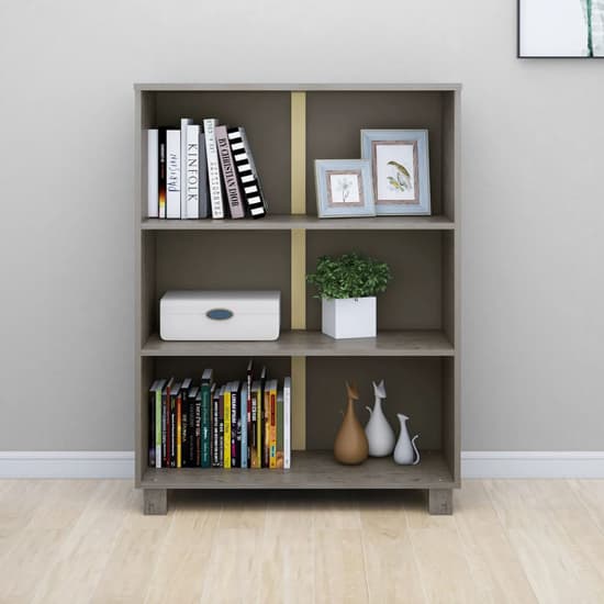 Madesh Wooden Bookcase With 3 Shelves In Light Grey_2