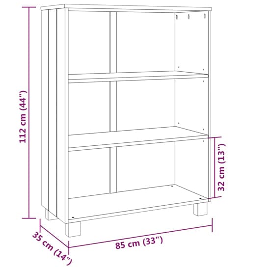 Madesh Wooden Bookcase With 3 Shelves In Light Grey_5